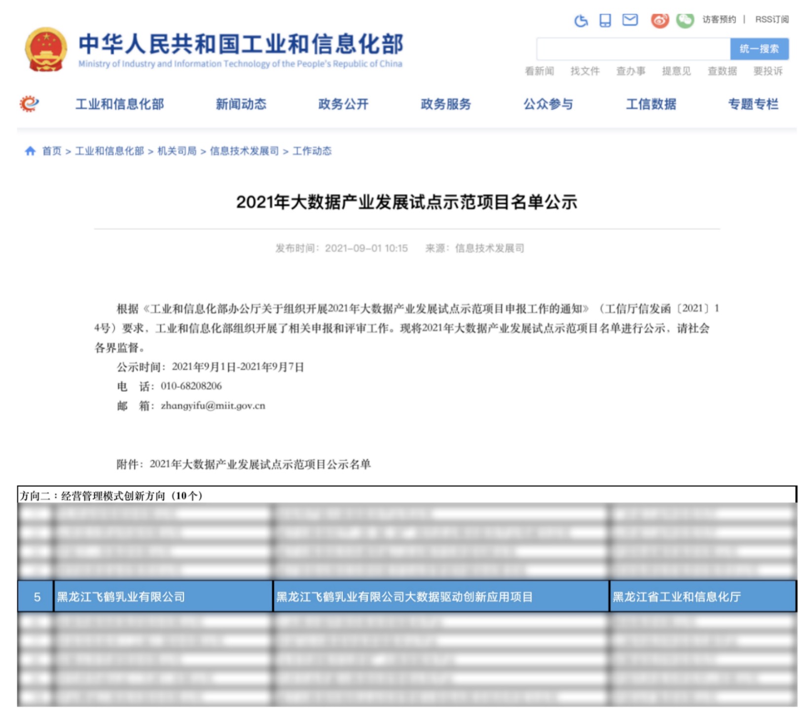 乳企唯一！中国飞鹤入选全国大数据产业发展试点示范项目